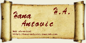 Hana Antović vizit kartica